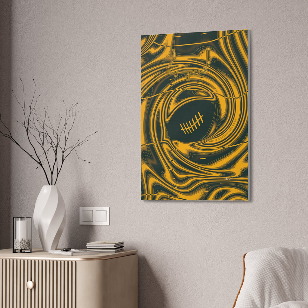 Green & Gold Trippy Football Glossy Canvas