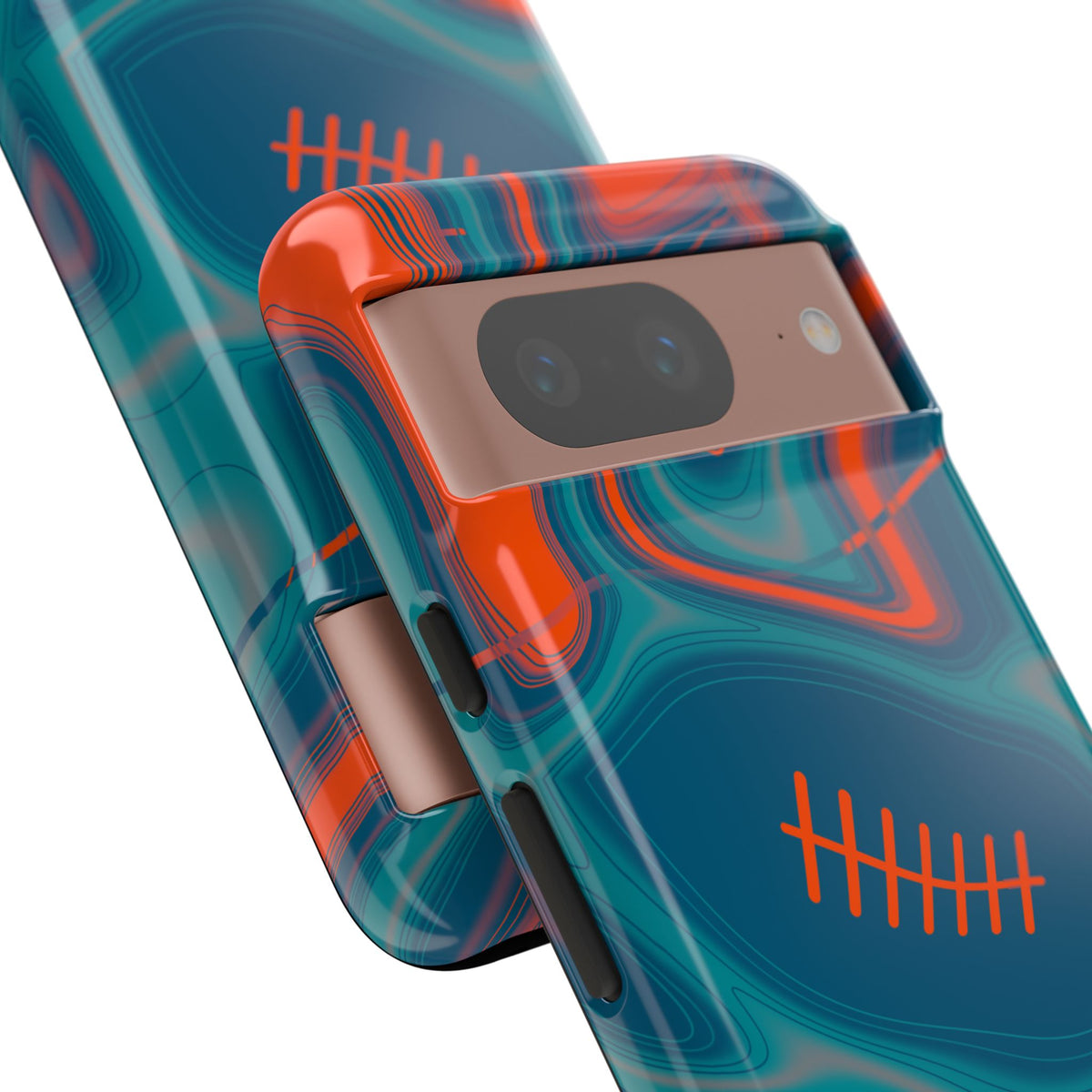 Aqua & Orange Trippy Football Phone Case
