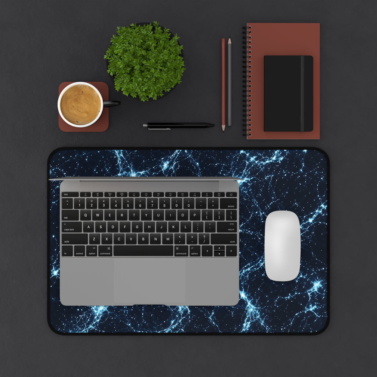 Neon Mycelium - Ice Crystal Desk Mat