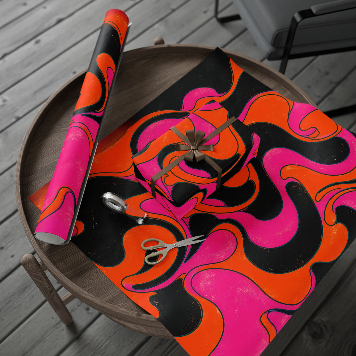 Fillmore Flow - Neon Orange & Magenta Wrapping Paper