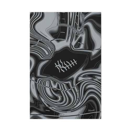Black & Silver Trippy Football Canvas