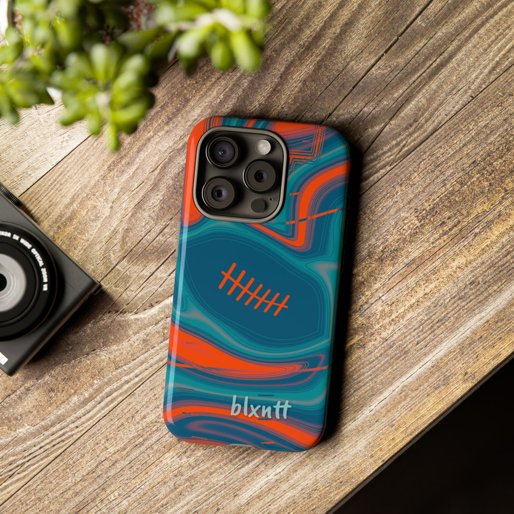Aqua & Orange Trippy Football Phone Case