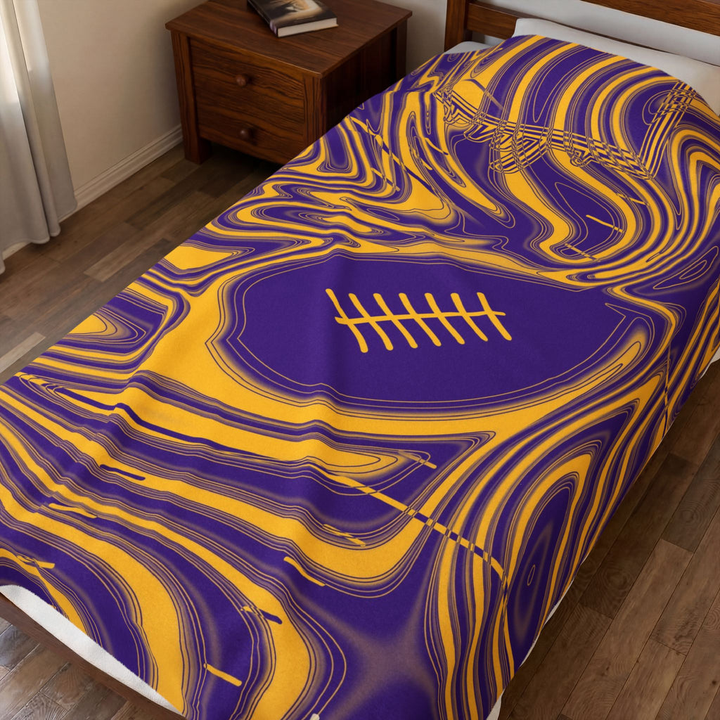 Purple & Gold Trippy Football Blanket