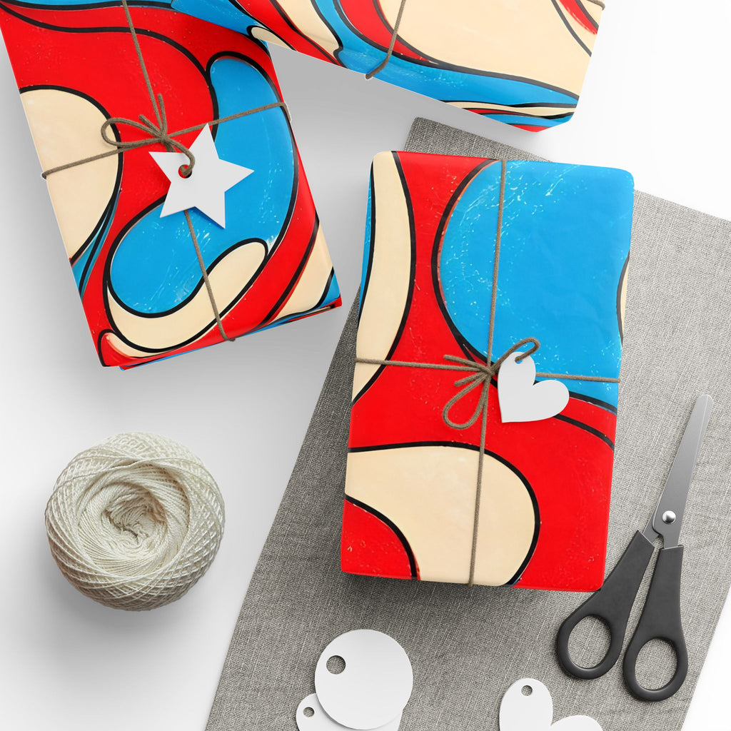 Fillmore Flow - Red, Cyan & Cream Wrapping Paper