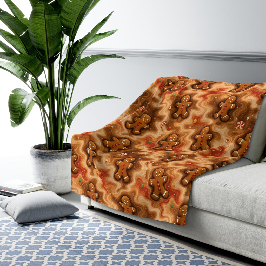 Gingerbread Trippy Christmas Sherpa Blanket