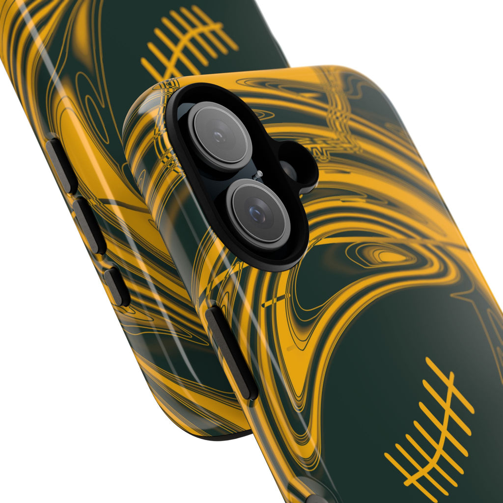Green & Gold Trippy Football Phone Case