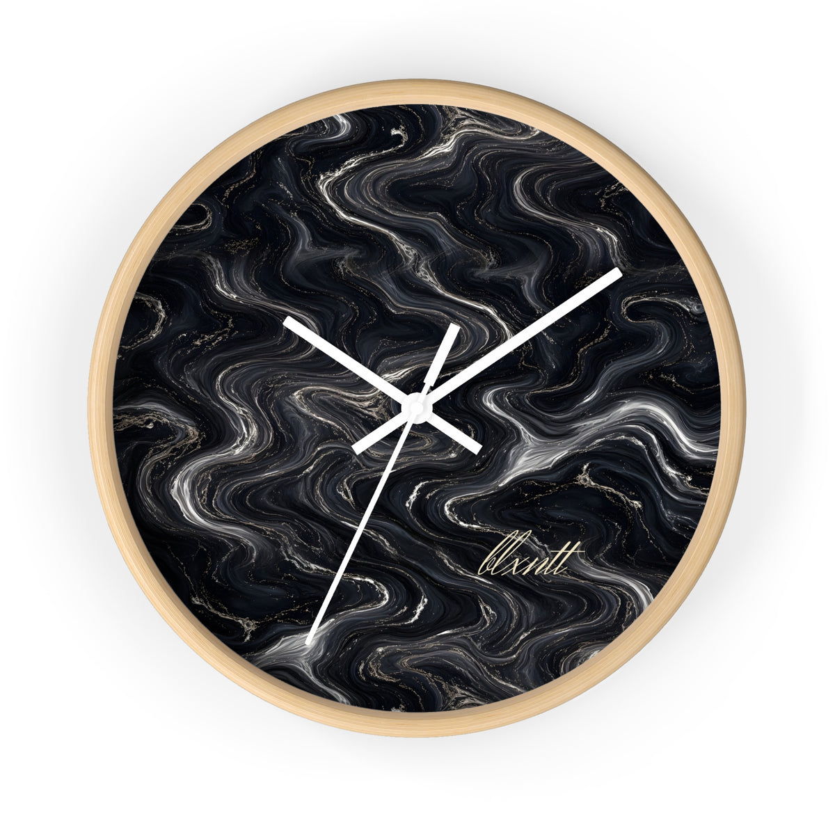 Black & Silver Marble Wall Clock