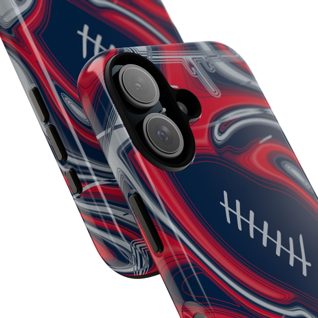 Navy, Red & Silver Trippy Football Phone Case