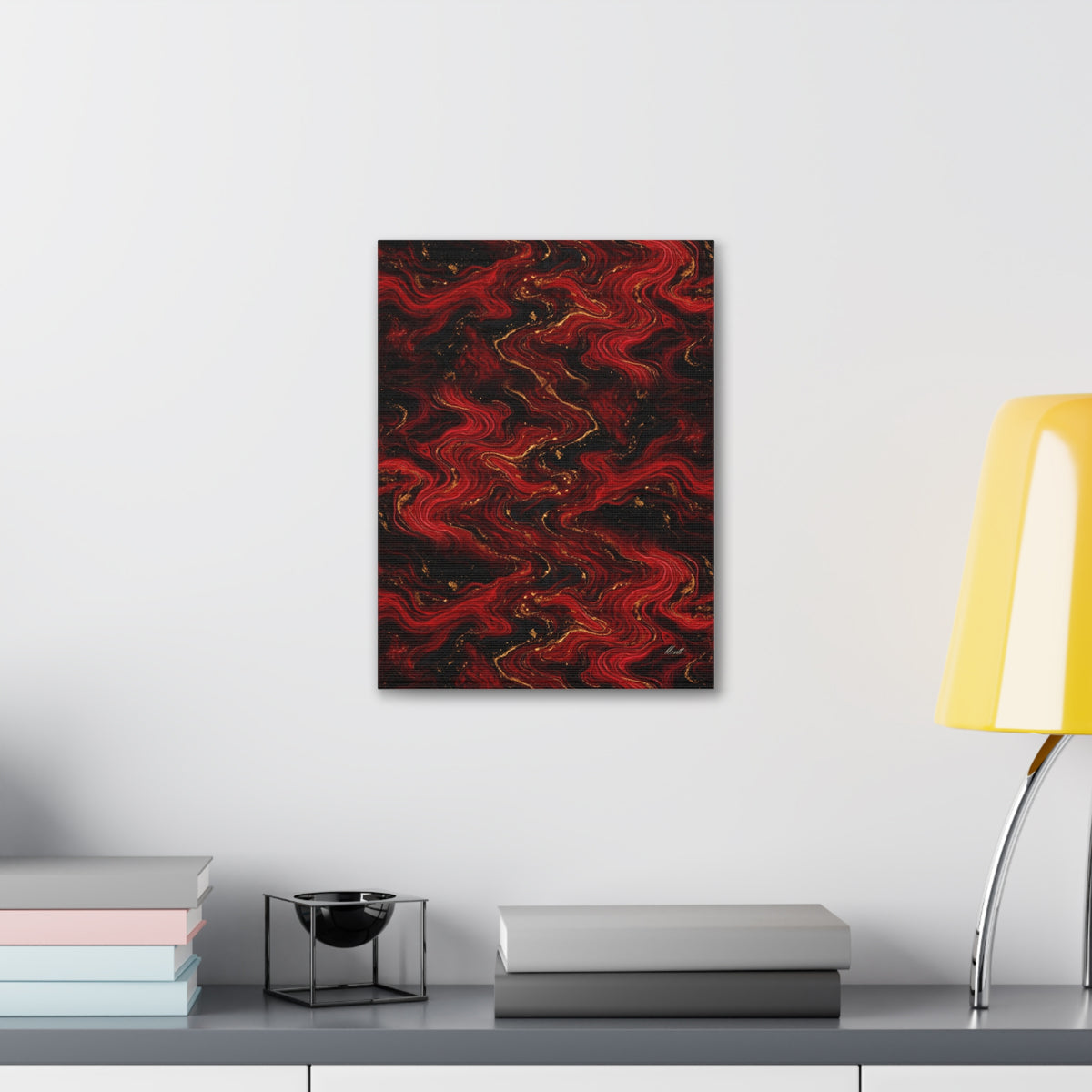 Red & Black Marble Glossy Canvas