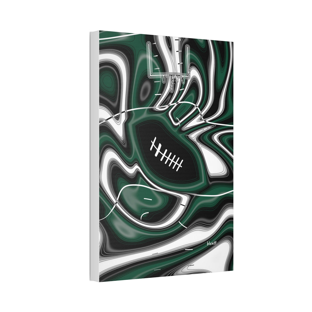 Hunter Green & White Trippy Football Glossy Canvas