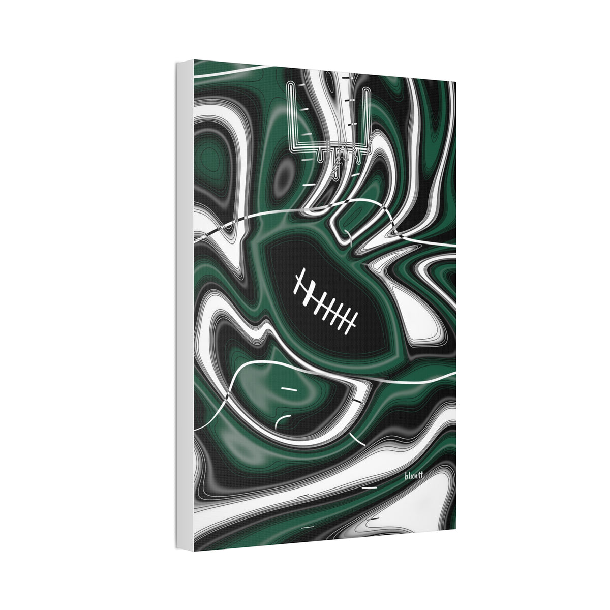 Hunter Green & White Trippy Football Glossy Canvas