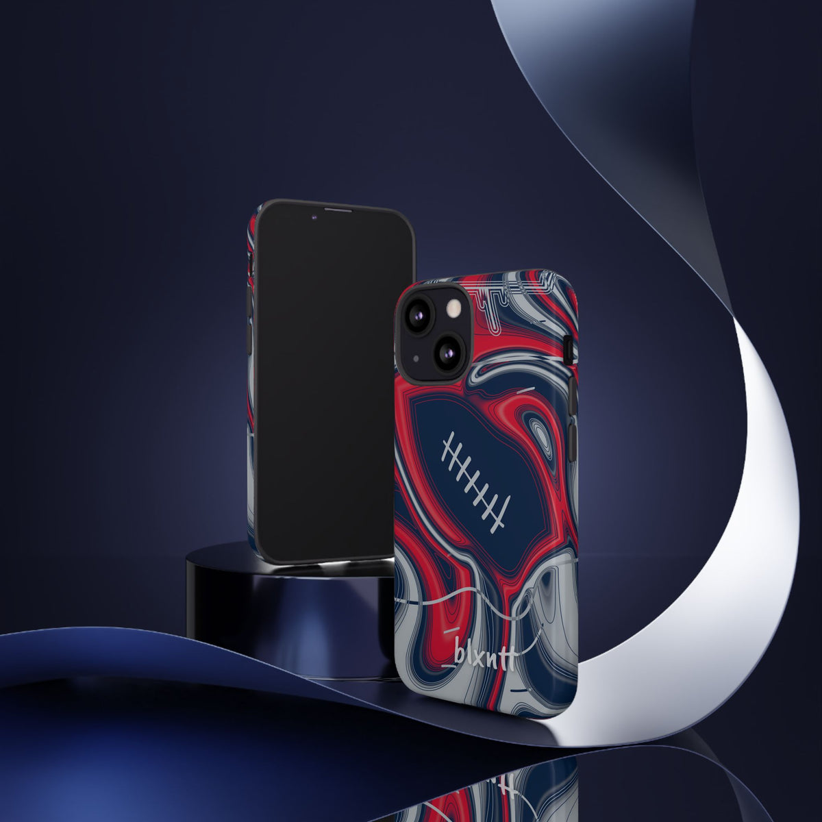 Navy, Red & Silver Trippy Football Phone Case