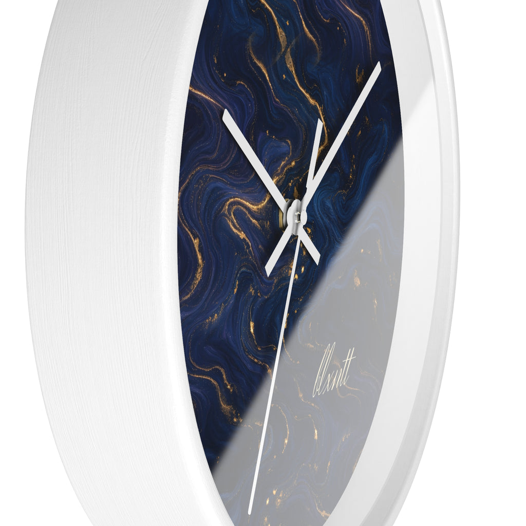 Navy & Gold Marble Wall Clock