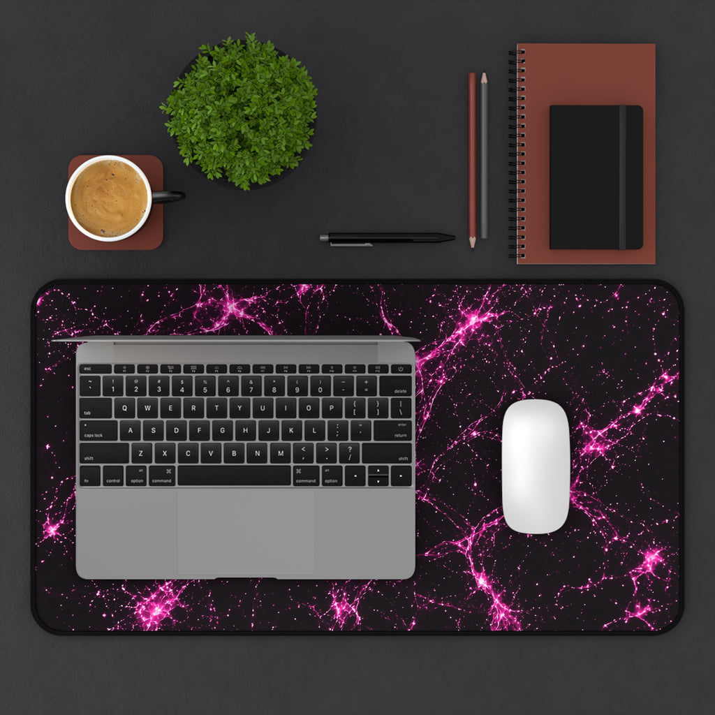 Neon Mycelium - Hot Pink Pulse Desk Mat