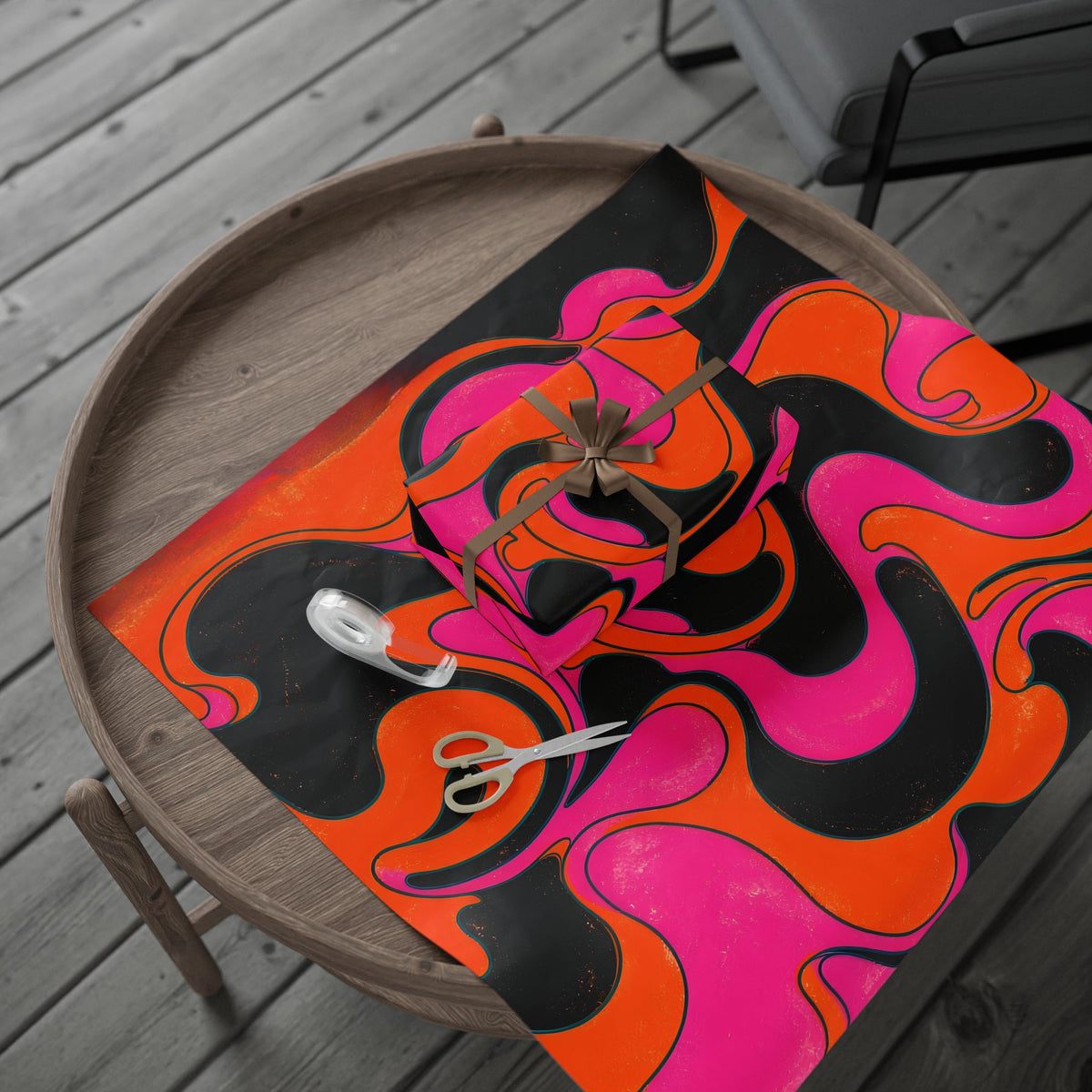 Fillmore Flow - Neon Orange & Magenta Wrapping Paper