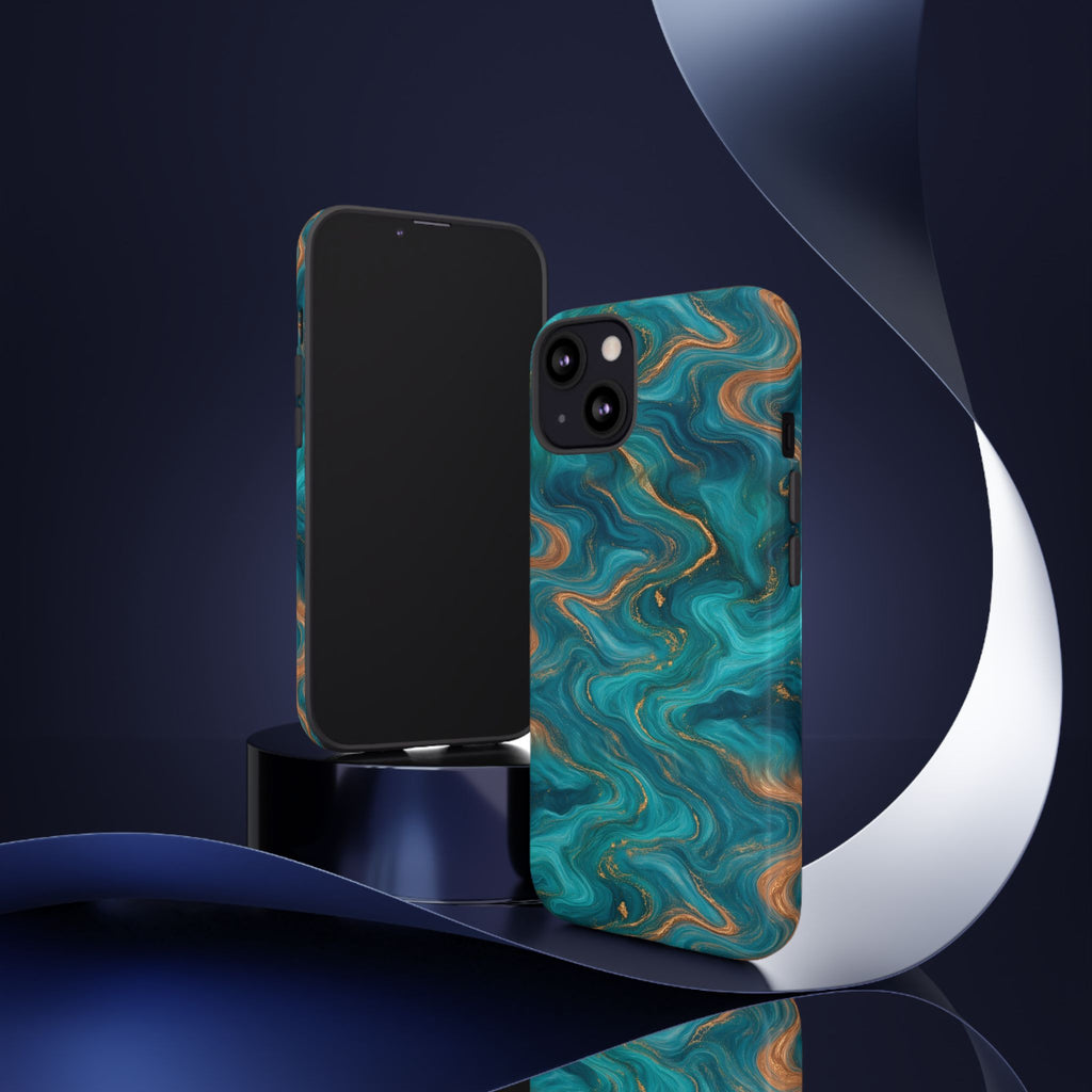 Turquoise & Copper Marble Phone Case
