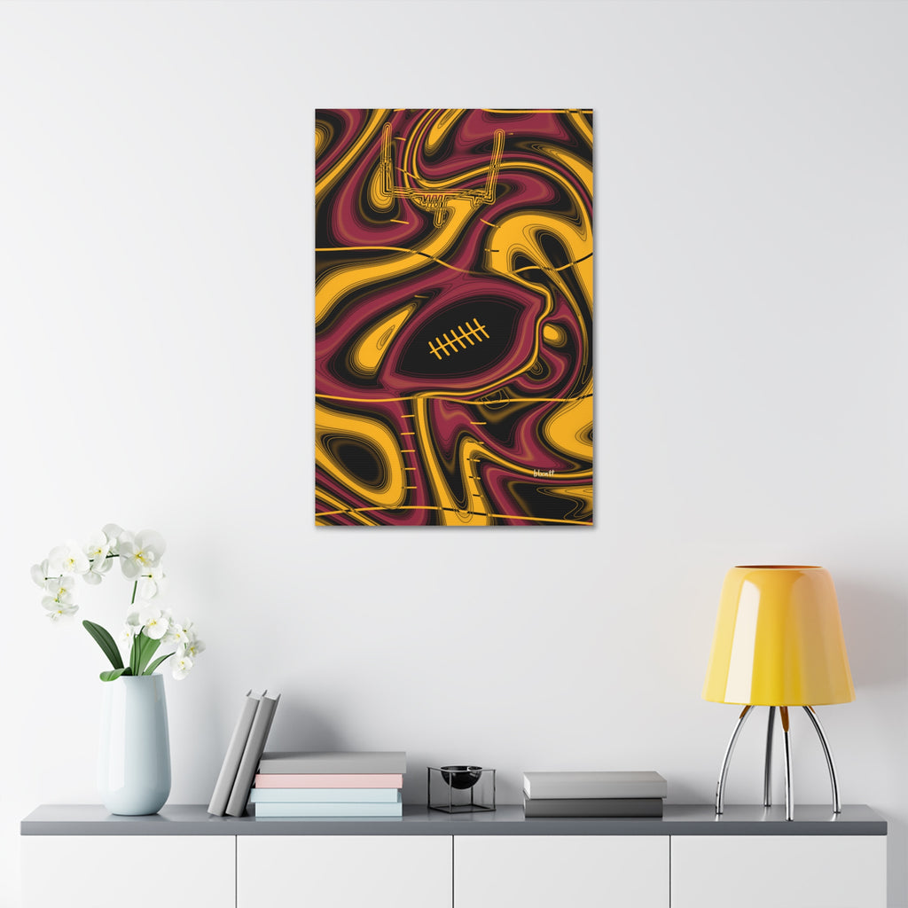 Cardinal Red, Black & Gold Trippy Football Glossy Canvas
