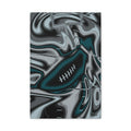 Midnight Green & Silver Trippy Football Canvas