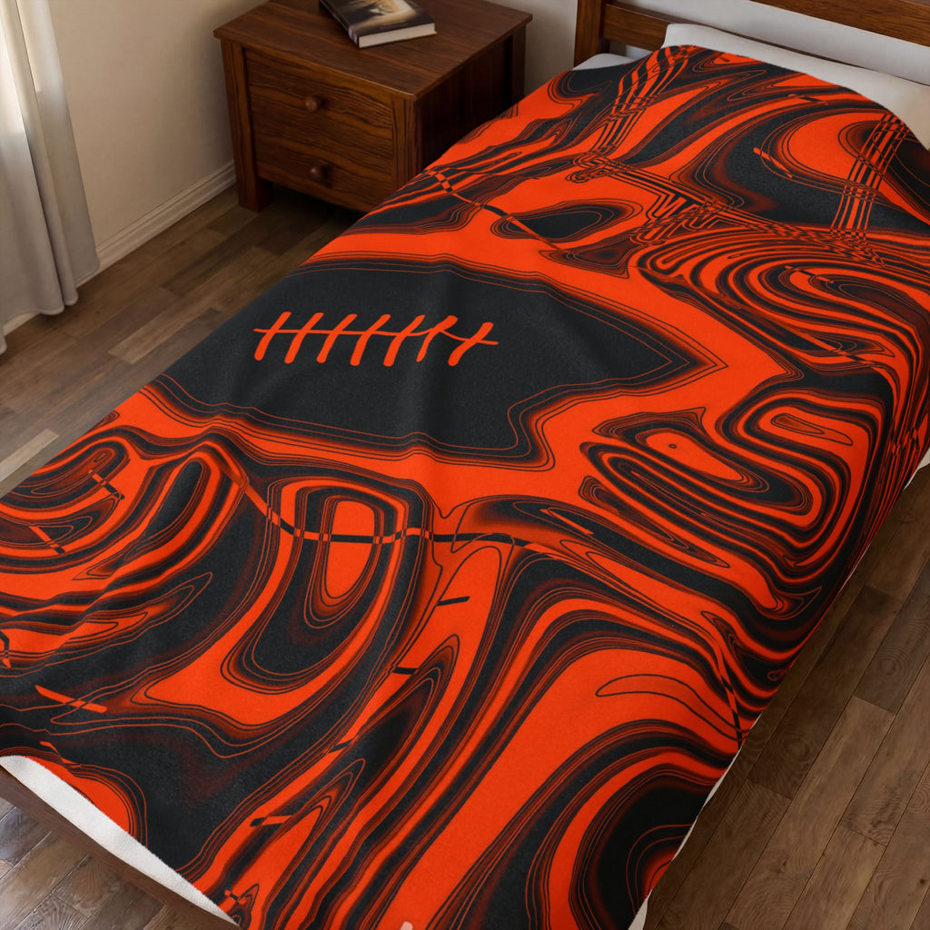 Orange & Black Trippy Football Blanket
