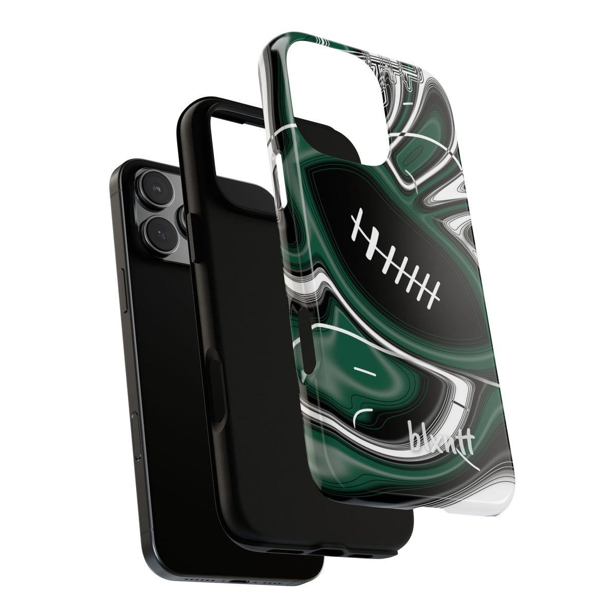 Hunter Green & White Trippy Football Phone Case