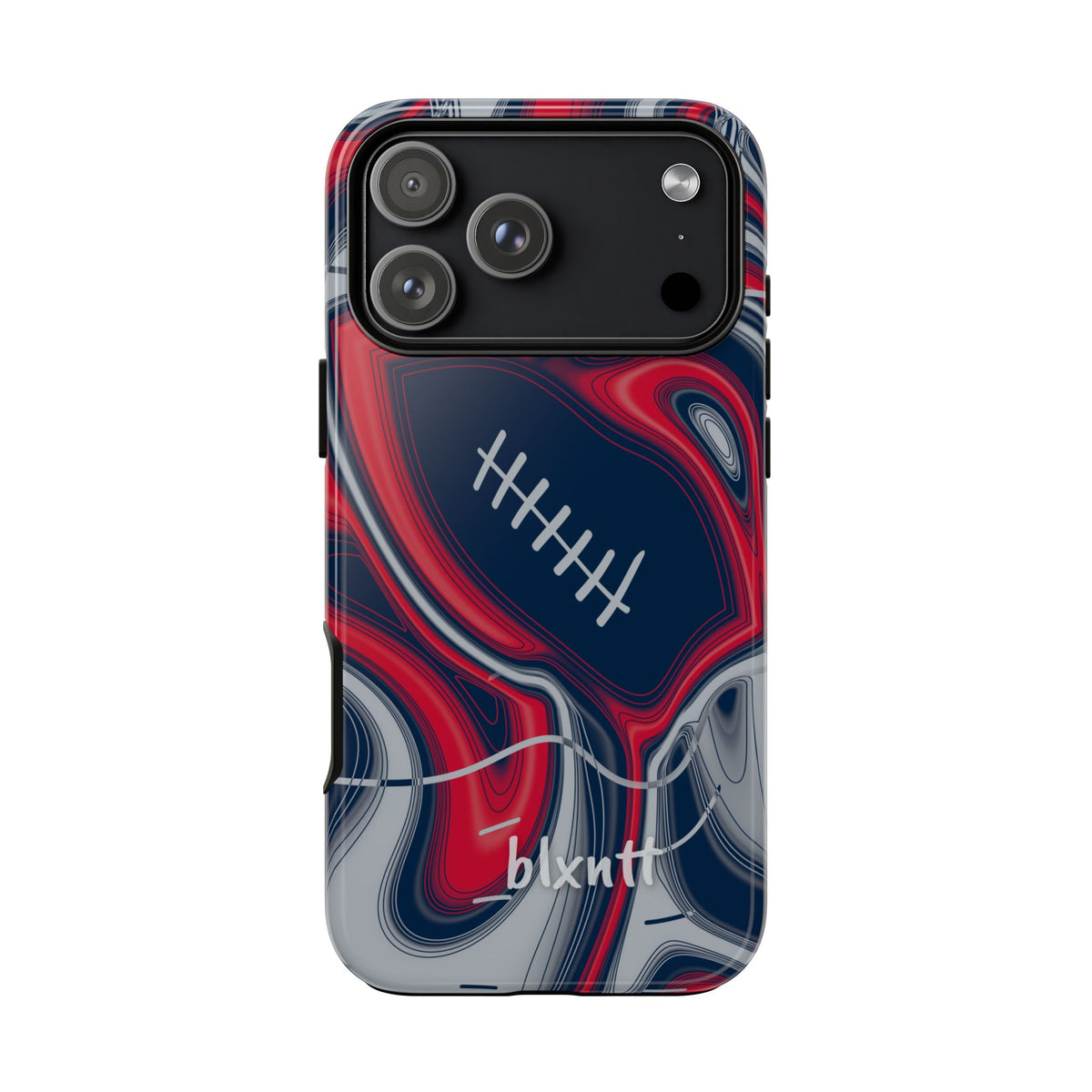 Navy, Red & Silver Trippy Football Phone Case