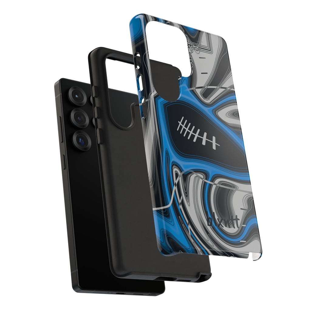 Sky Blue, Black & Silver Trippy Football Phone Case