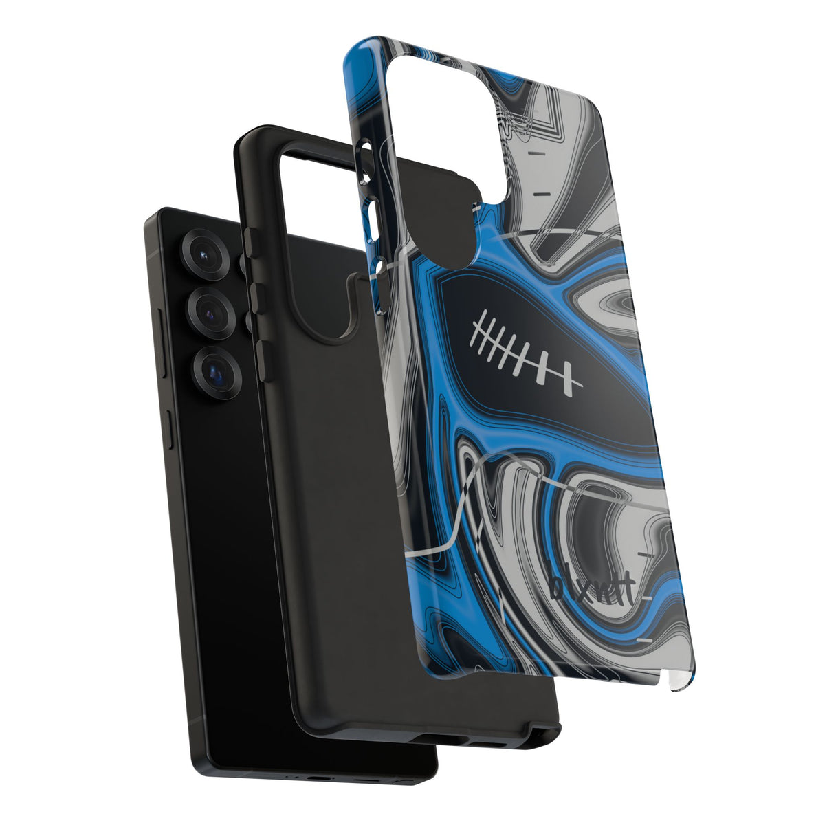 Sky Blue, Black & Silver Trippy Football Phone Case