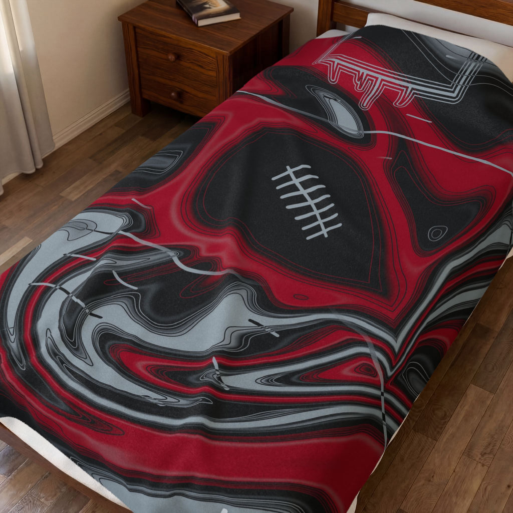 Red, Black & Silver Trippy Football Blanket