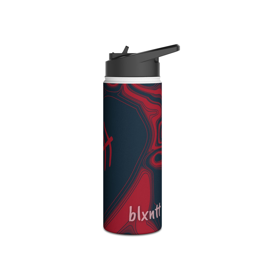 Midnight Navy & Red Trippy Football Water Bottle