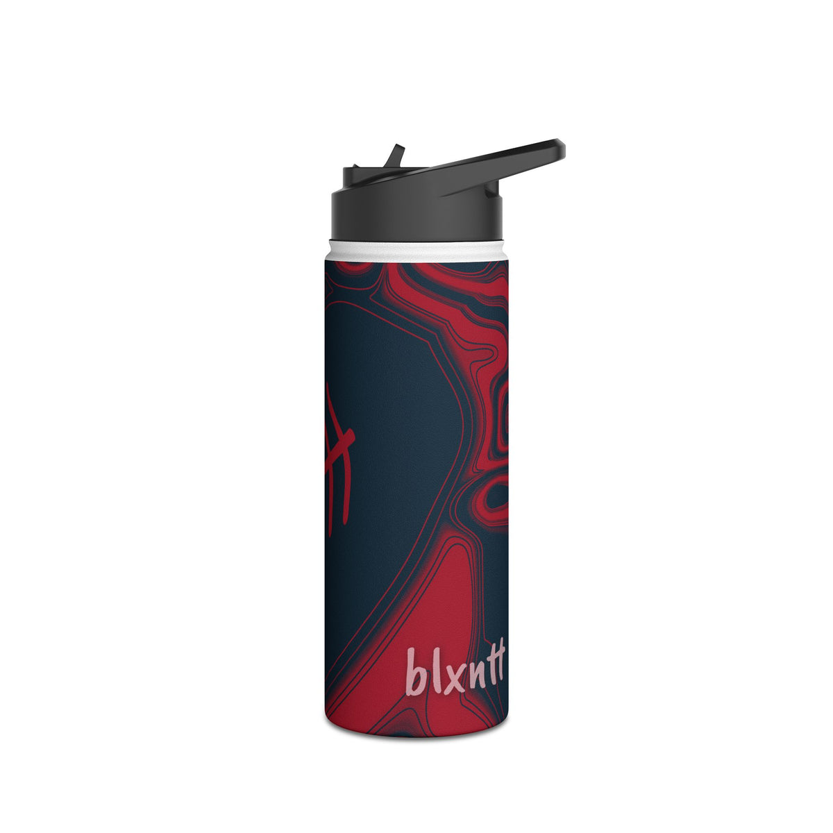 Midnight Navy & Red Trippy Football Water Bottle