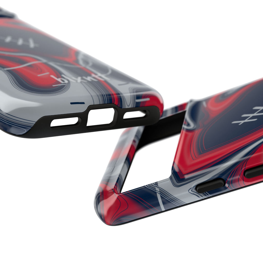 Navy, Red & Silver Trippy Football Phone Case