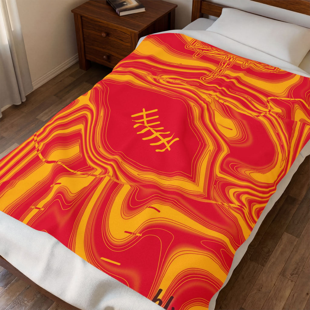 Red & Yellow Trippy Football Blanket