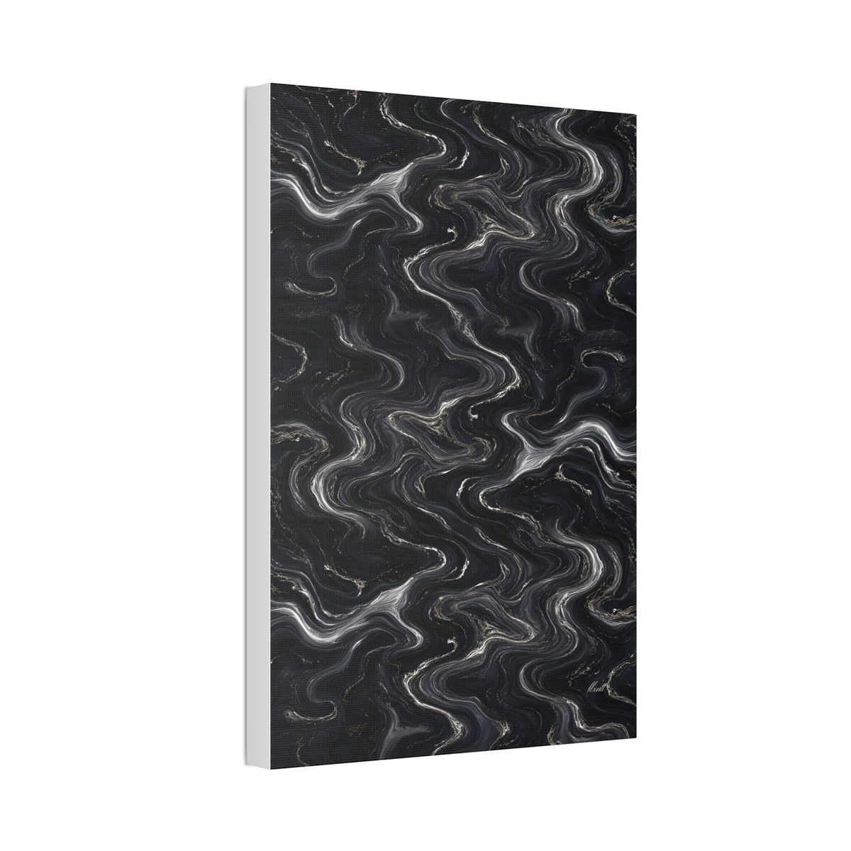 Black & Silver Marble Glossy Canvas