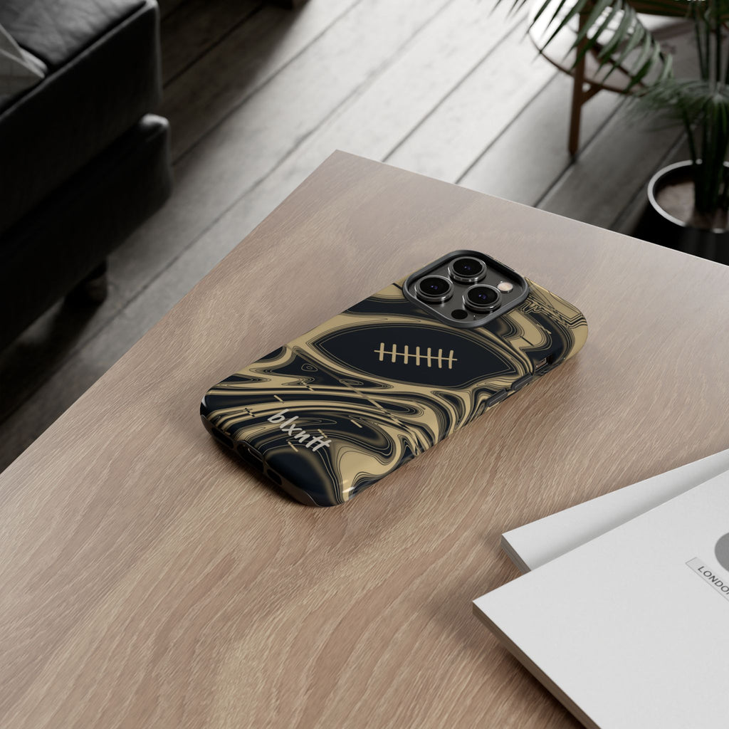 Old Gold & Black Trippy Football Phone Case