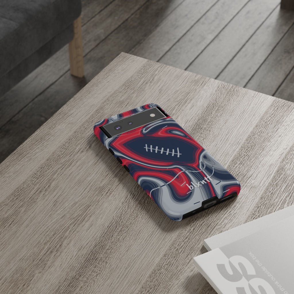 Navy, Red & Silver Trippy Football Phone Case