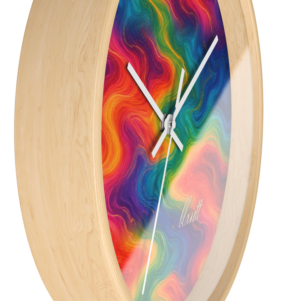 Rainbow Marble Wall Clock