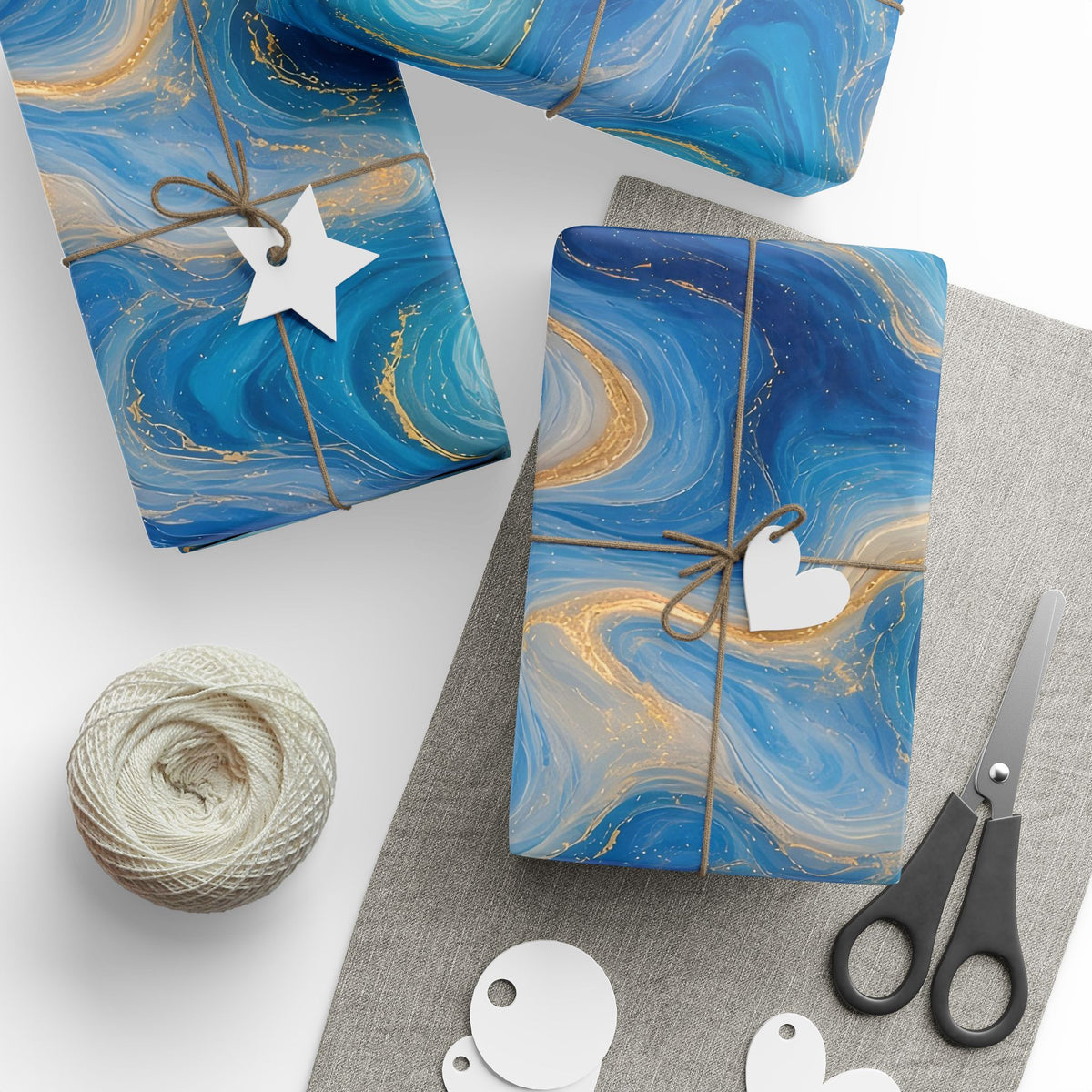 Ocean Blue Marble Wrapping Paper