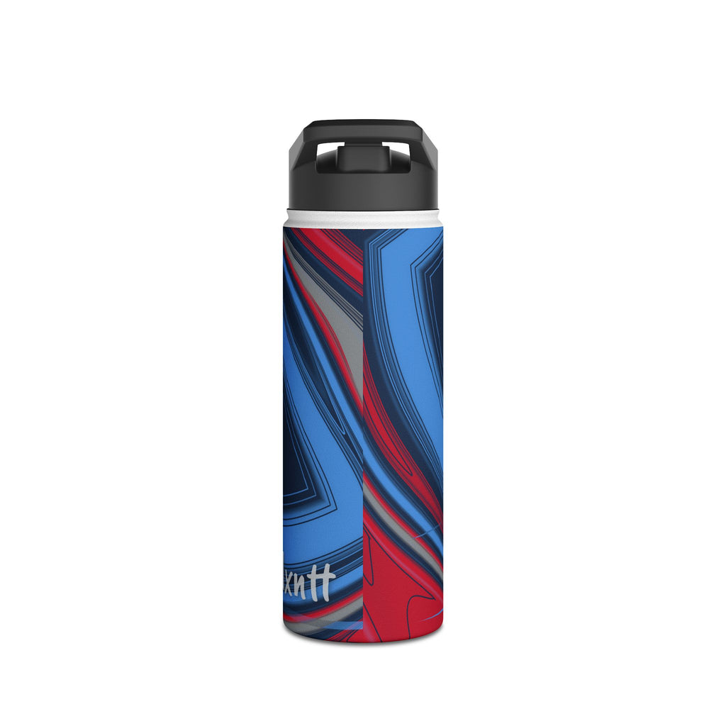 Navy, Light Blue & Red Trippy Football Water Bottle