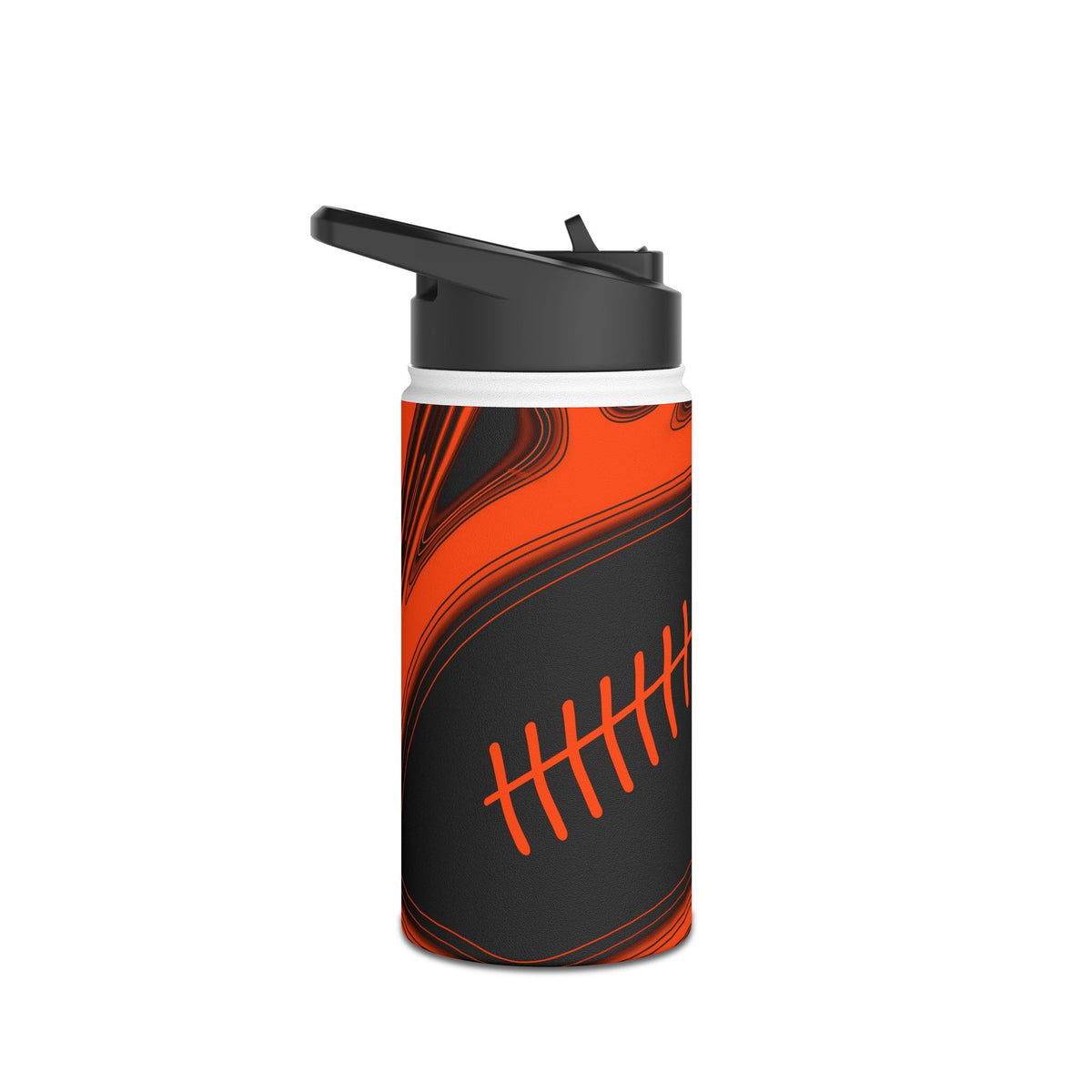Orange & Black Trippy Football Water Bottle