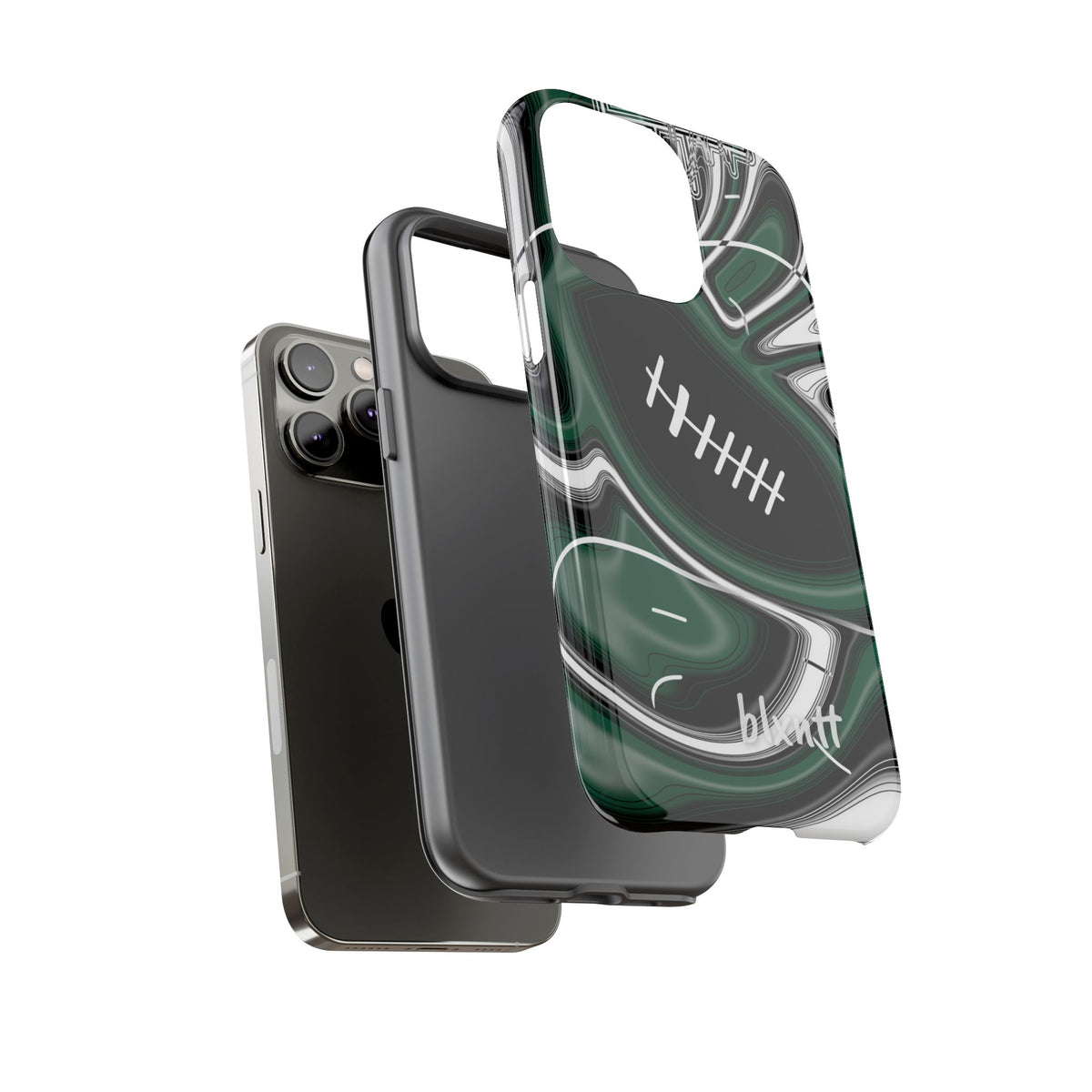 Hunter Green & White Trippy Football Phone Case