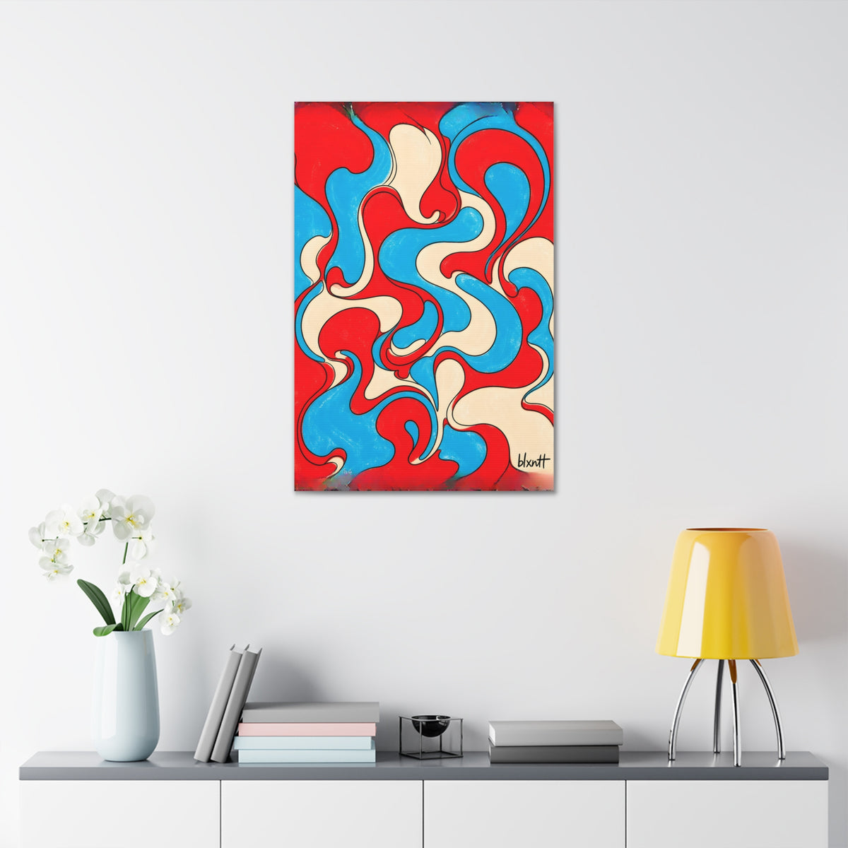 Fillmore Flow - Red, Cyan & Cream Glossy Canvas