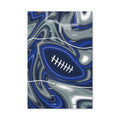 Royal Blue, Navy & Silver Trippy Football Canvas