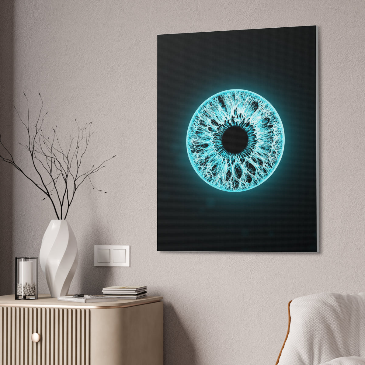 BLXNTT Iris – Lace Web Electric Cyan Glossy Canvas