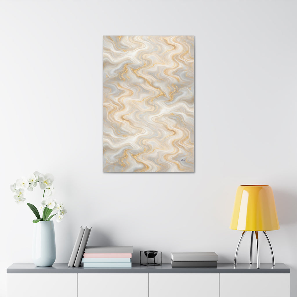 White & Gold Marble Glossy Canvas