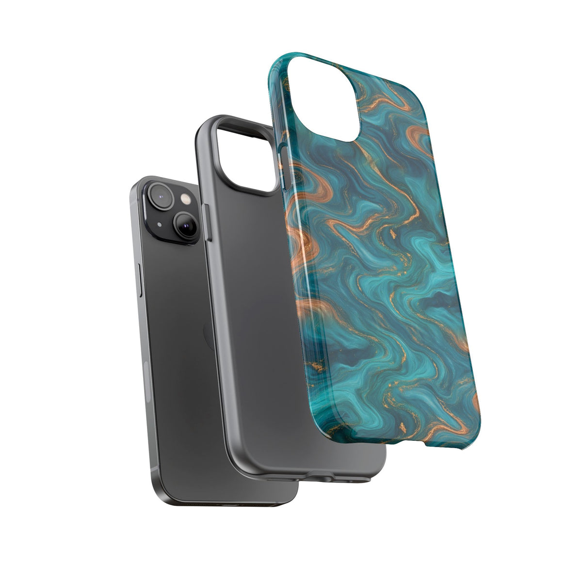 Turquoise & Copper Marble Phone Case
