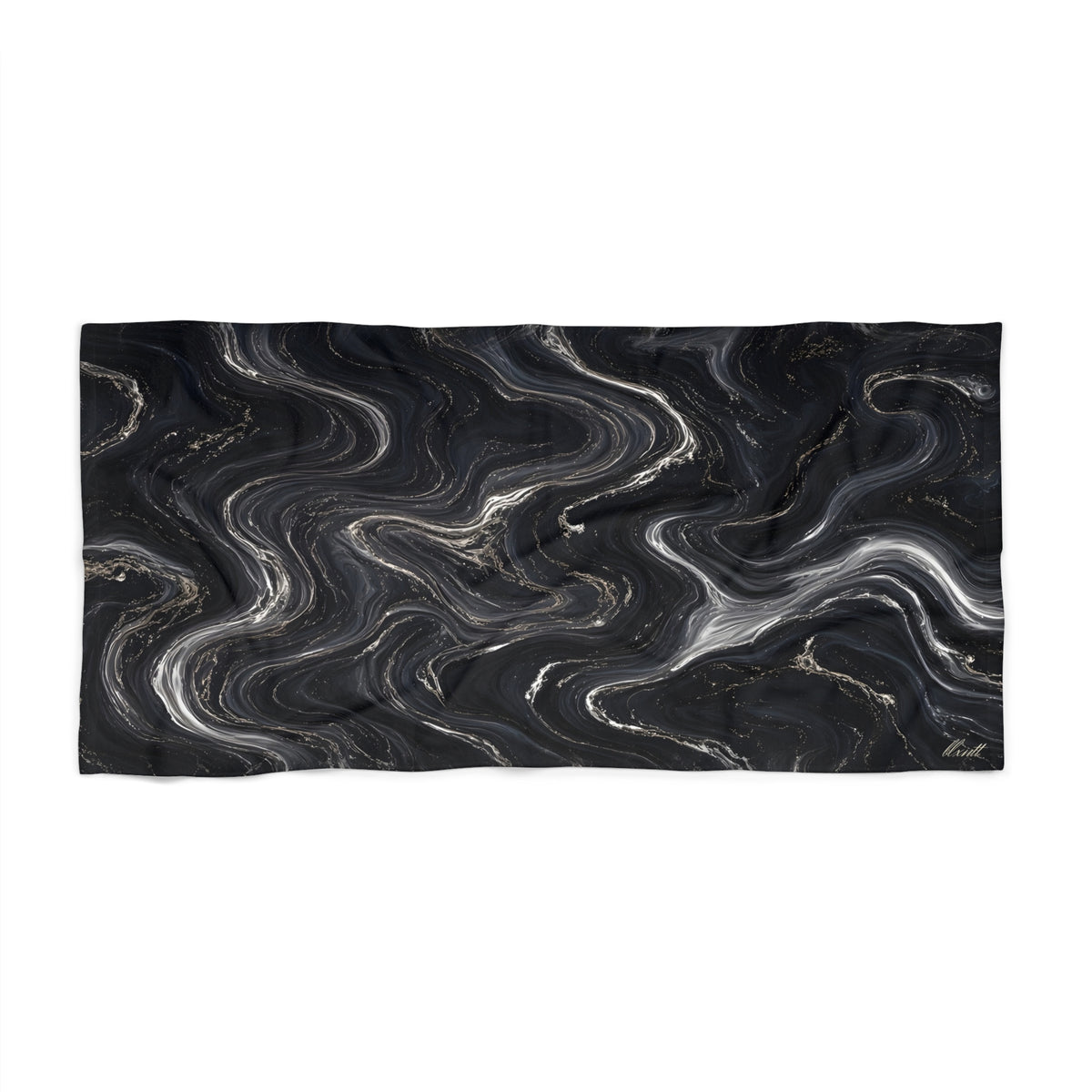 Black & Silver Marble Beach Towel