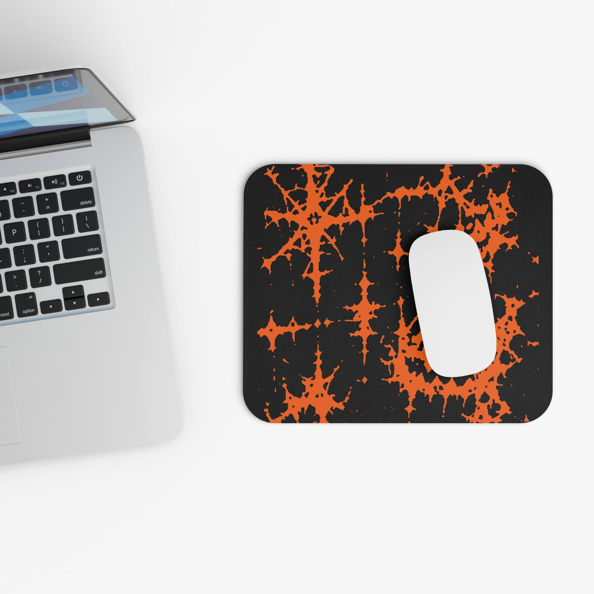 Orange Spiderweb Pumpkin Mouse Pad