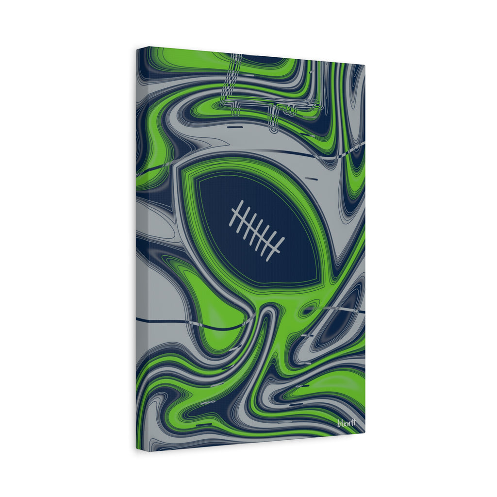 Navy & Neon Green Trippy Football Canvas