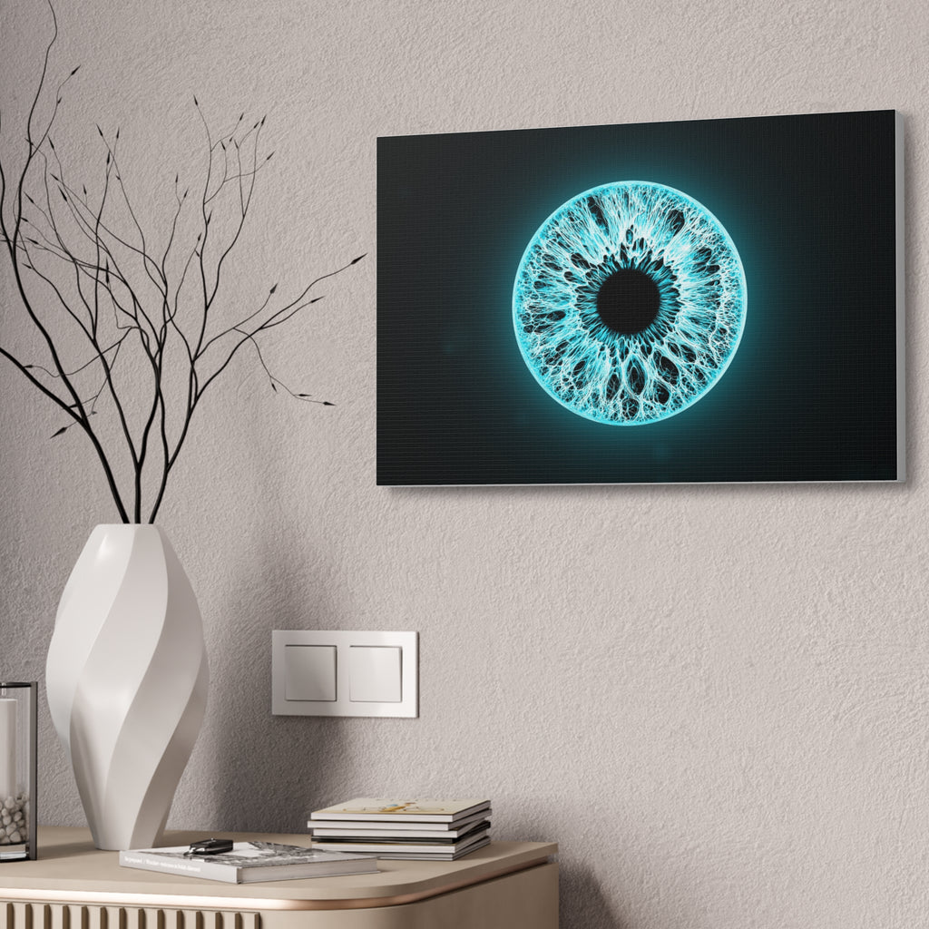 BLXNTT Iris – Lace Web Electric Cyan Glossy Canvas
