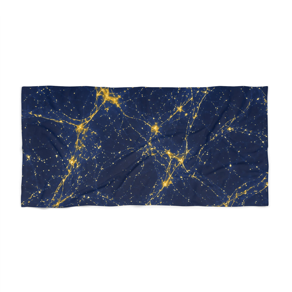 Neon Mycelium - Mustard Navy Beach Towel